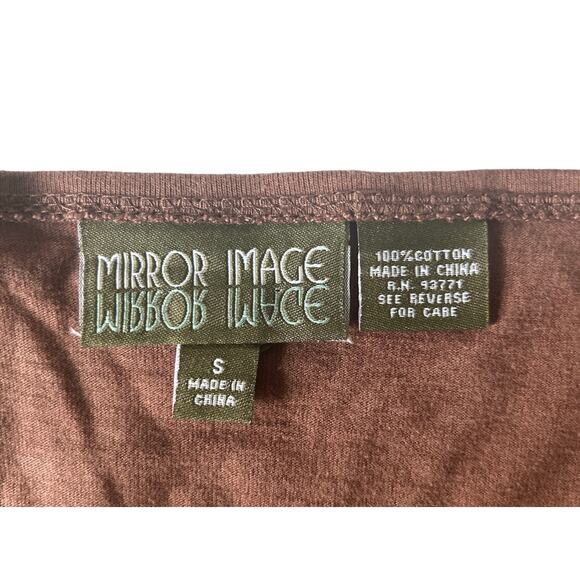 Mirror Image Women’s Size Small 100% Cotton Coined Beaded Twist Front Top Brown‎ - Picture 4 of 4